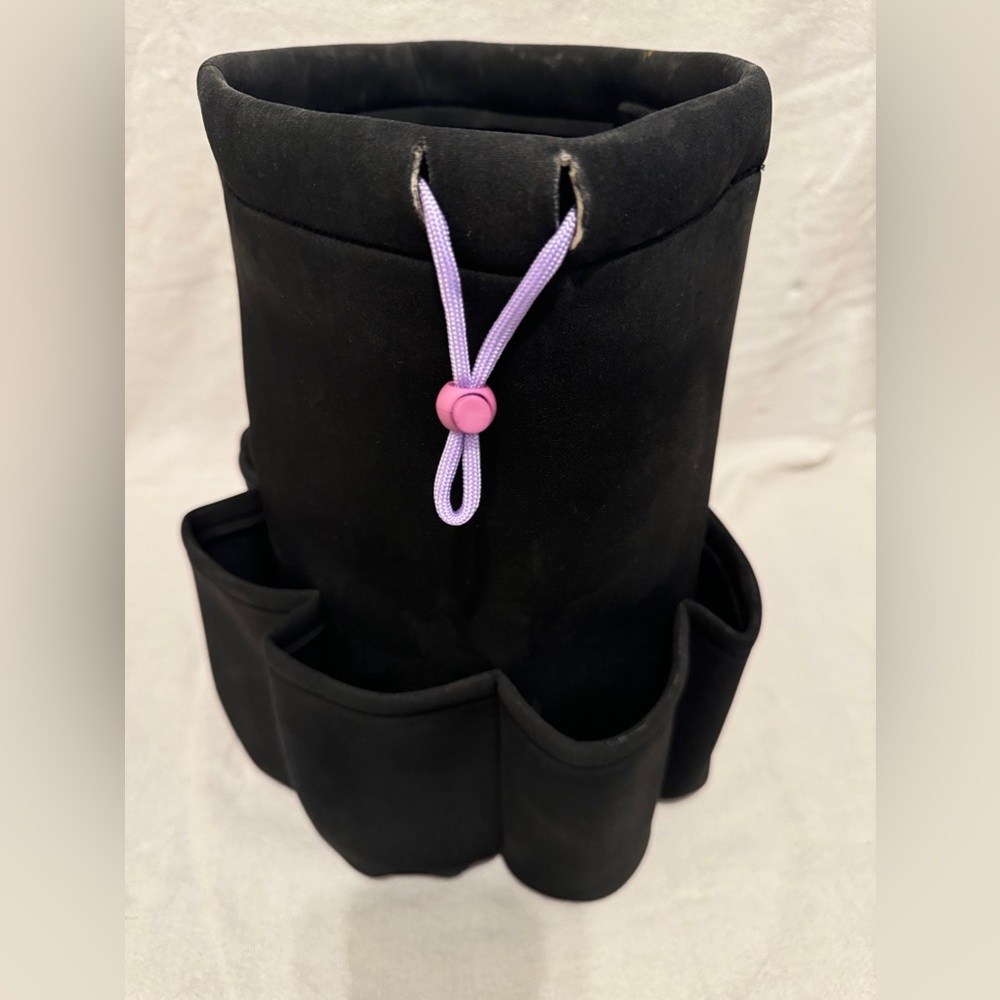 8 pocket vintage Black Metallic with Purple drawstring Bingo Dauber Bag